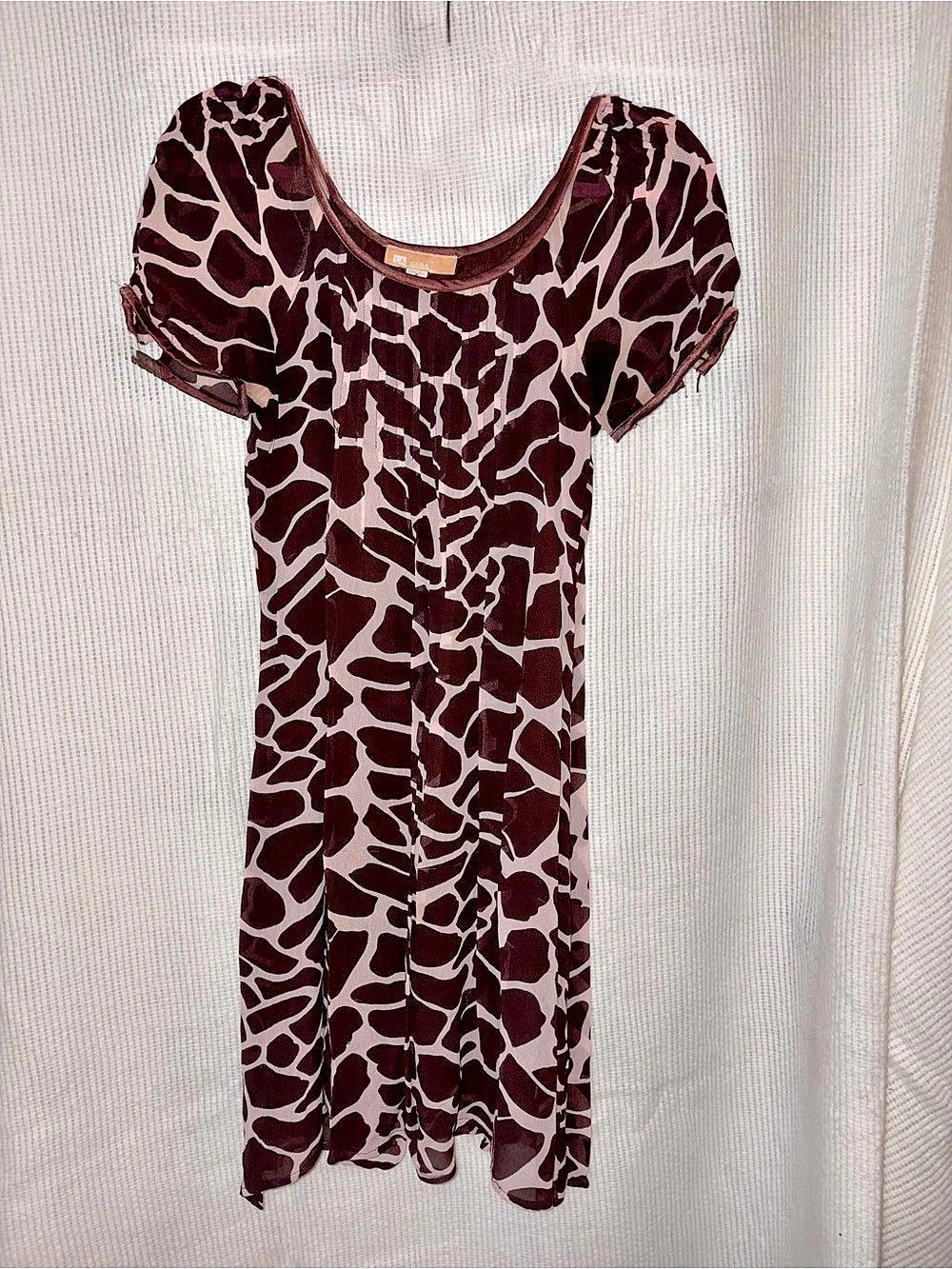 La Cera Animal Print Mini Dress in Brown & Pink Size Small
